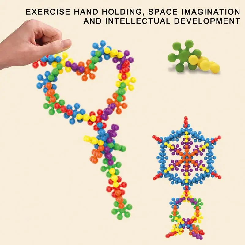 Kids DIY 3D Puzzle Kindergarten Baby Assembling Toy Games Colorful Plastic Snowflake Blocks Creative Christmas Gifts For Kids