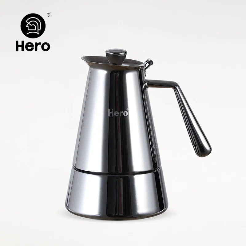 

HERO Stainless Steel Moka Coffee Pot Espresso Coffee Shot Maker Kettle 4 Cups For Home Office Coffee Accessories