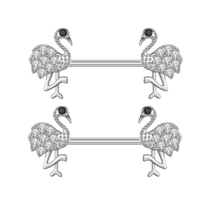 

Кольцо для пирсинга сосков из нержавеющей стали, с фианитом