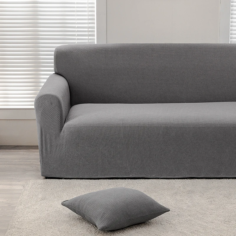 jacquard waterproof sofa cover for living room solid plain dyed couch over for pets and kids sofa skins elastic slipcovers 5