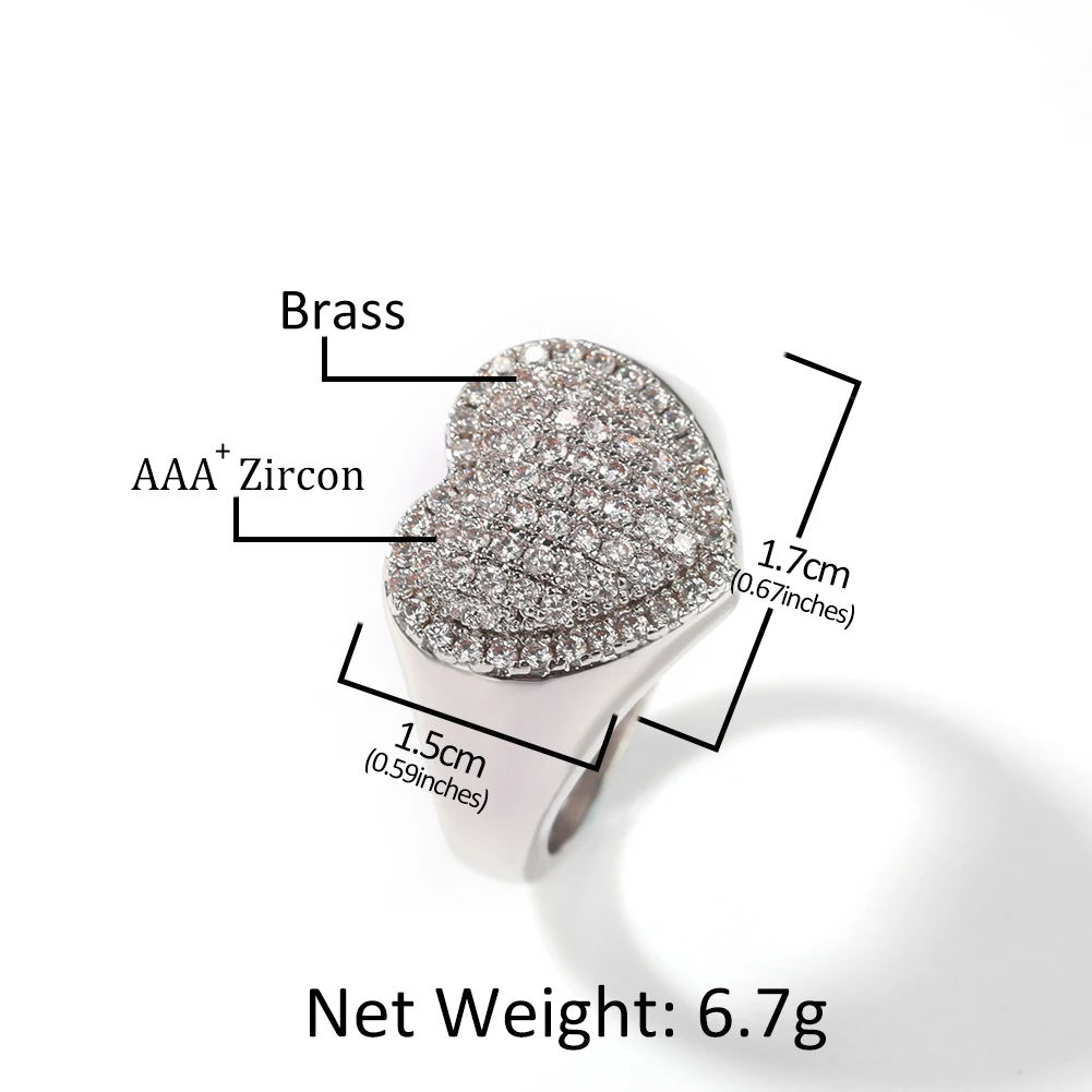 Finger Rings Jewelry Rings Ring Jewelry Cubic Zircon Ring UWIN Heart Rings Rose Gold Color Cubic Zircon AAA Rings Hiphop Jewelry Gift