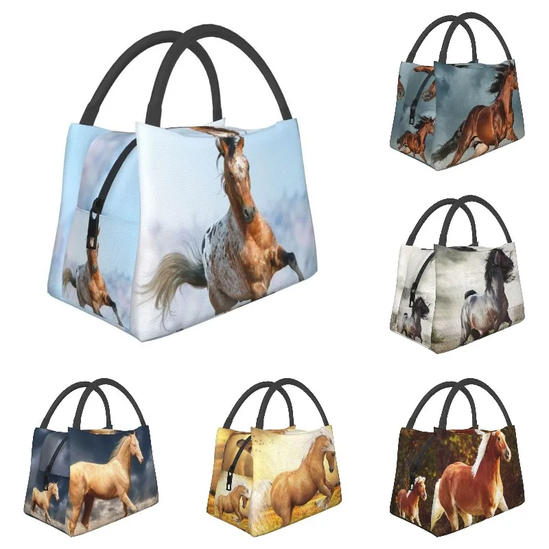 Beautiful Appaloosa Stallion Running Gallop Borsa Da Pranzo Isolata Per Le Donne Portable Horse Thermal Cooler Lunch Box Beach Camping
