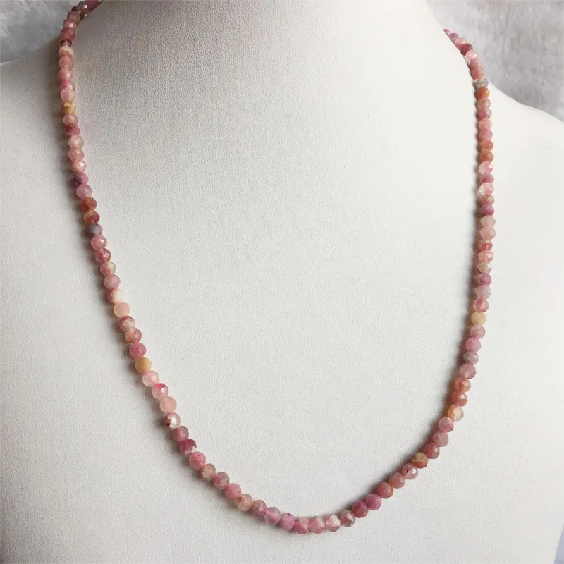 

Ожерелье из рубеллита с огранкой 4 мм, натуральный розовый и красный драгоценный камень, бусины для женщин, свадебный подарок, любовь, модные Гламурные ювелирные изделия