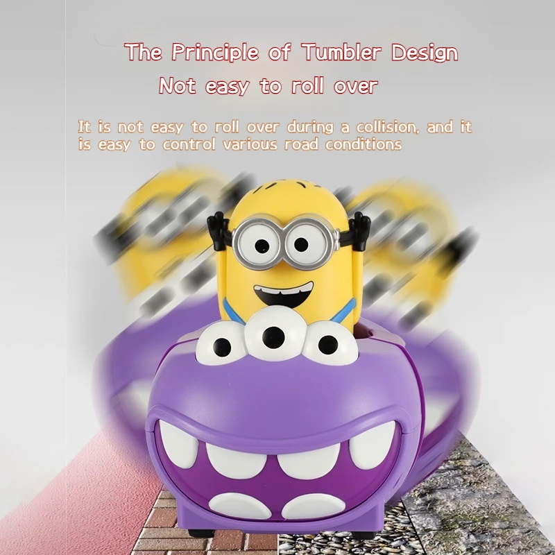 2.4g Genuine Minions Bob Stuart Remote Control Launch Bumper Car Cartoon Charging Two Person Battle Remote Control Toy Car Set 6
