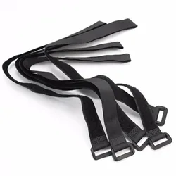 Set of 10 Black Reusable Nylon Self - Adhesive Cable Organiser Straps - Various Lengths and 2cm Width (2X45cm)