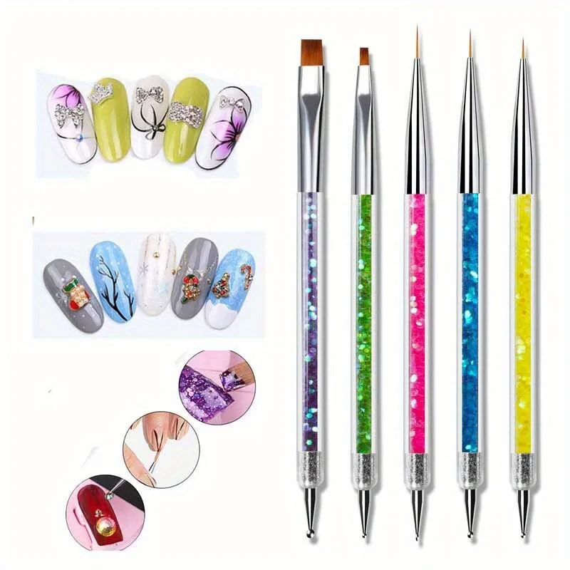 5pcs Nails Art Dotting Pen Nails Brushes for Nails Art Accessories Tools Kits Nail Supplies for Professionals Manicure Set