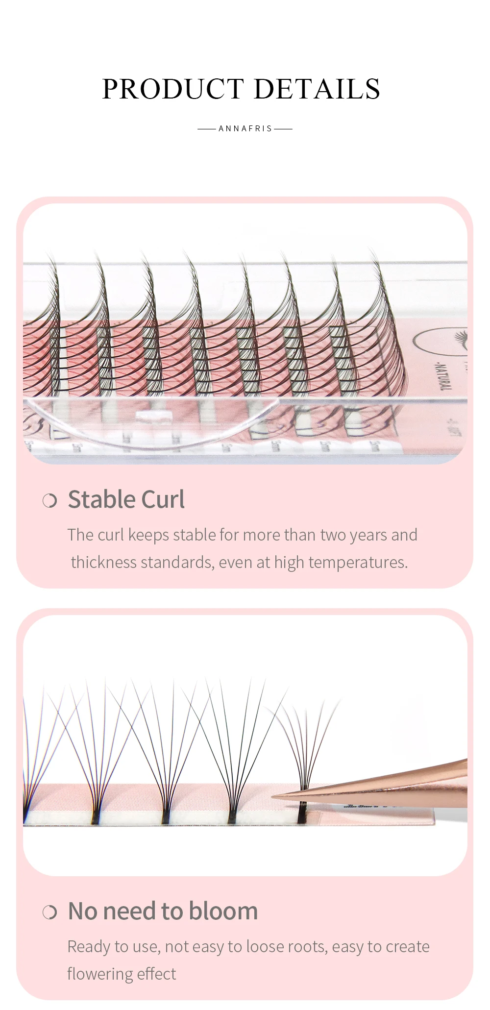 ANNAFRIS Vorgefertigter Fächer 3d/4d/5d/6d Langer Stiel Vorgefertigte russische Volumen-Wimpernverlängerungen Faux Mink Einzelwimpern Cilios – Detail 6