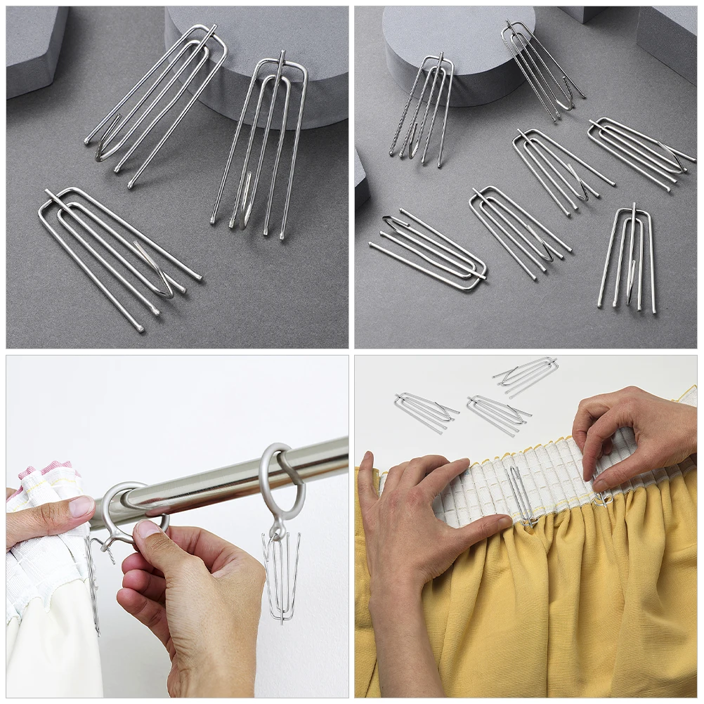 4 Prongs Pinch Hooks Curtain Pleated Hook 4Prong Curtain Hook Stainless Steel Drapery Pinch Clip Shower 30pcs curtain hooks shower curtain hooks