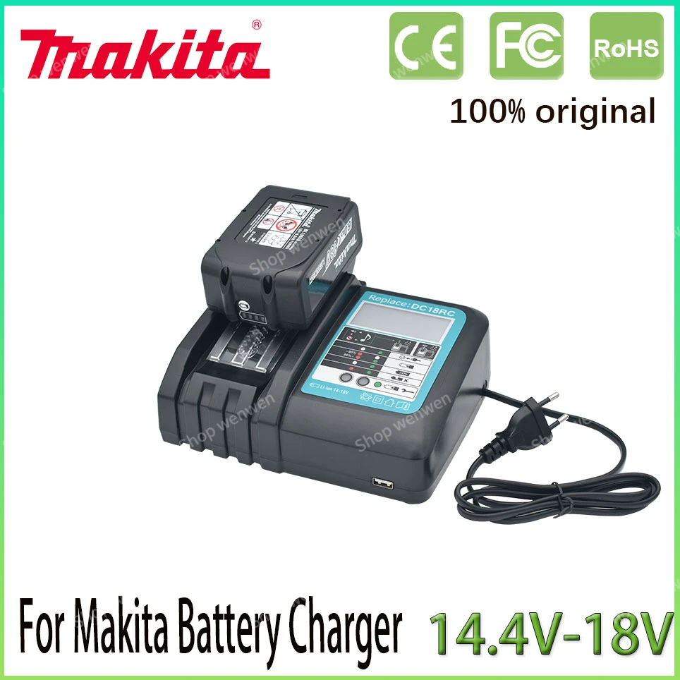 

Battery Charger for Makita 18V 14.4V BL1860 BL1850 BL1840 BL1830 BL1820 BL1415 BL1440 DC18RC Li-ion Battery Charger