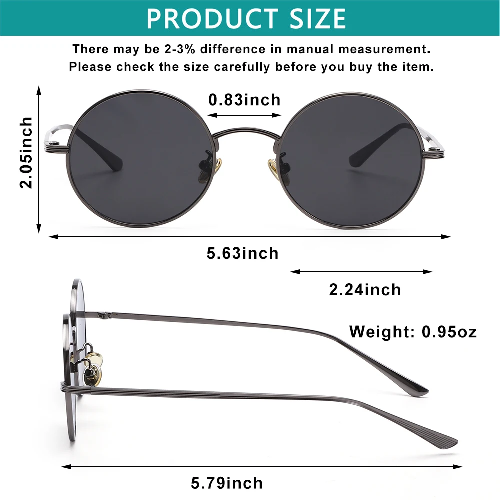 Metal Frame Eyewear UV Protection Circle Glasses 6