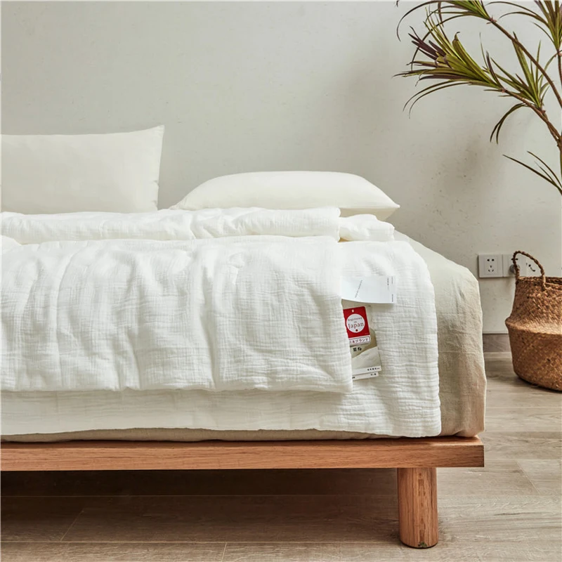 

Japanese Quilts Summer Pure White Cotton Duvets Double Couple Beds Quilts Blanket Queen Size Air Conditioning Cold Comforter