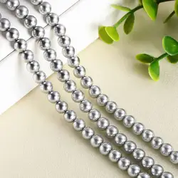 Elegant White & Pink Round Imitation Pearl Beads for DIY Jewelry - 15 Strand (Silver)