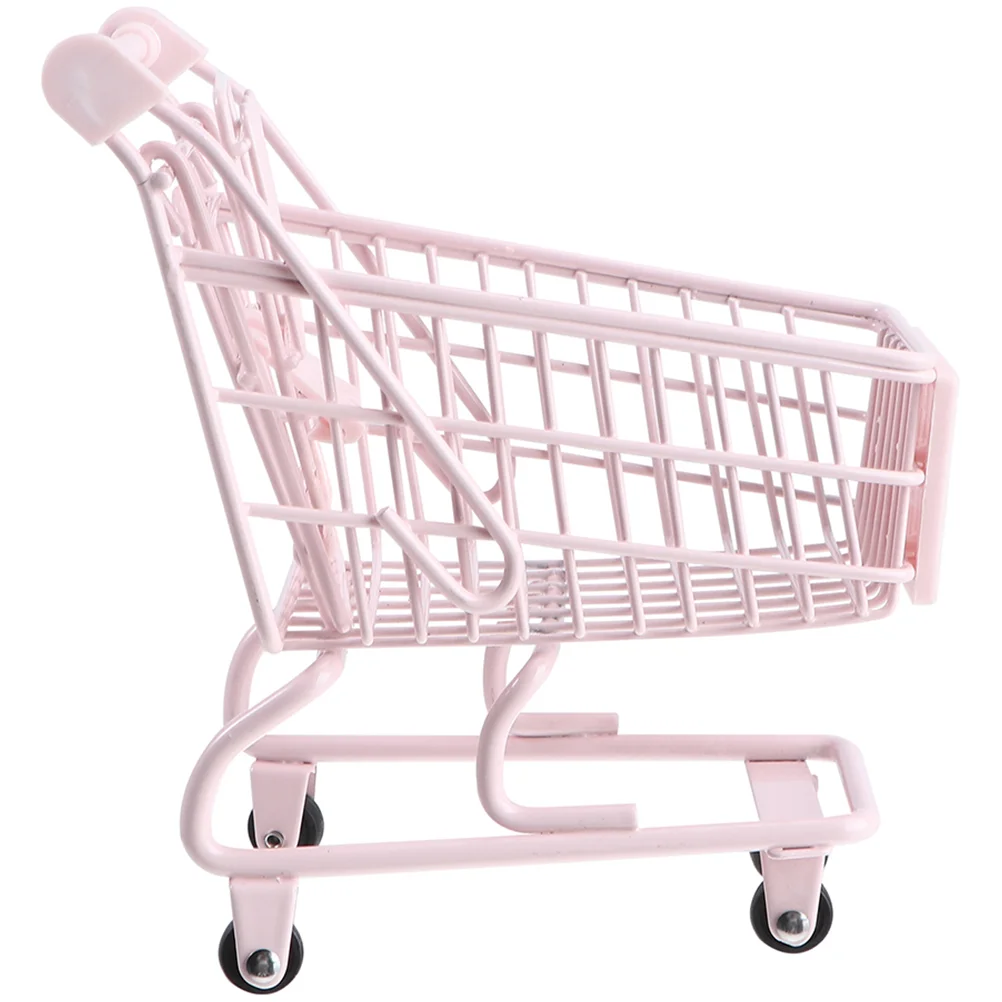 Mini Supermarket Shopping Trolley Cart Kids Shopping Cart Toys Small Grocery Cart Desktop Model Children's Toys Dollhouse Decor 4