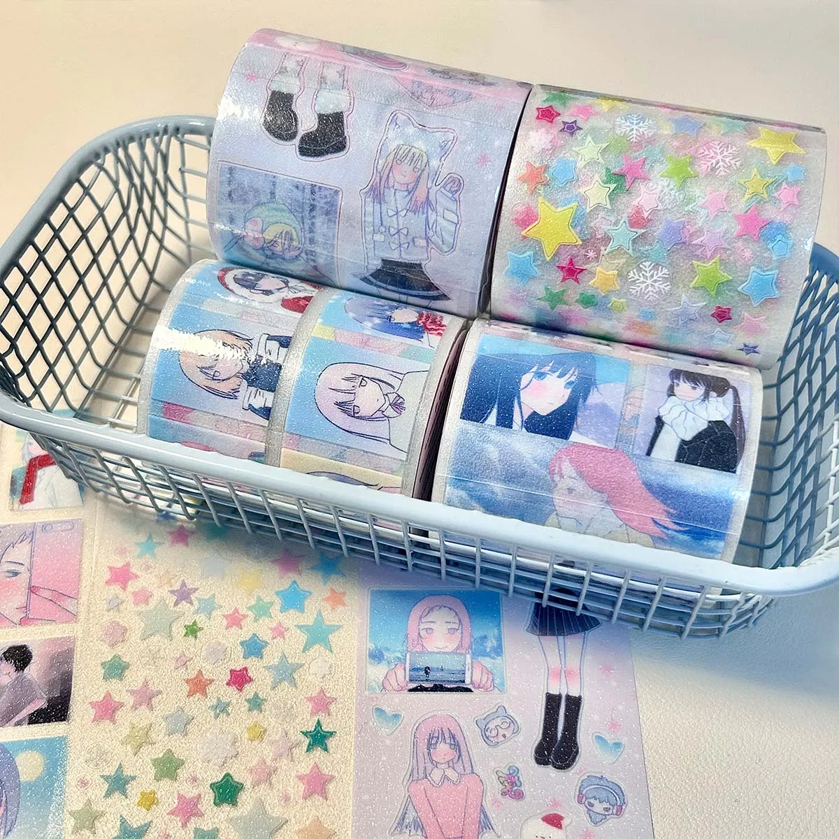 WAKAWAKA PET Sand-Glittering Stickers Tape for Scrapbooking DIY