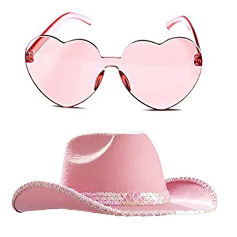 

Pink West Cowboy Hat Western Cowgirl Women Girls Sequins Cowgirl Hat Carnival Party Cap West Costumes for Adults Dropship