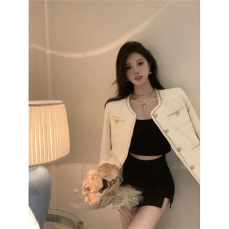 2024 Autumn New French Luxury Chic  Wool Tweed Coat Women's Small Fragrance O- Neck Single Breasted Coat Jacket Casaco Outwear