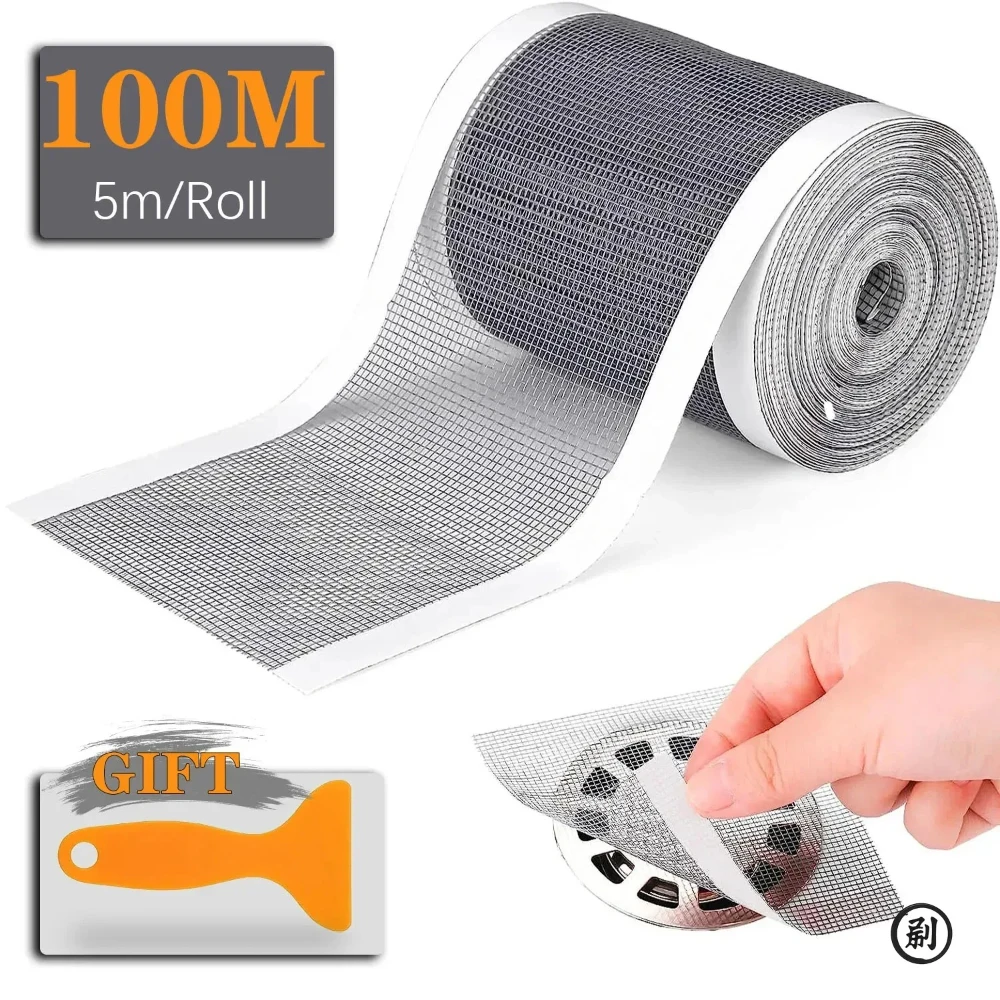 Shower Drain Catcher 5~100m Cutable Self-Adhesive Floor Drain Stickers Disposable Mesh Sink Strainer Filter For Bathroom