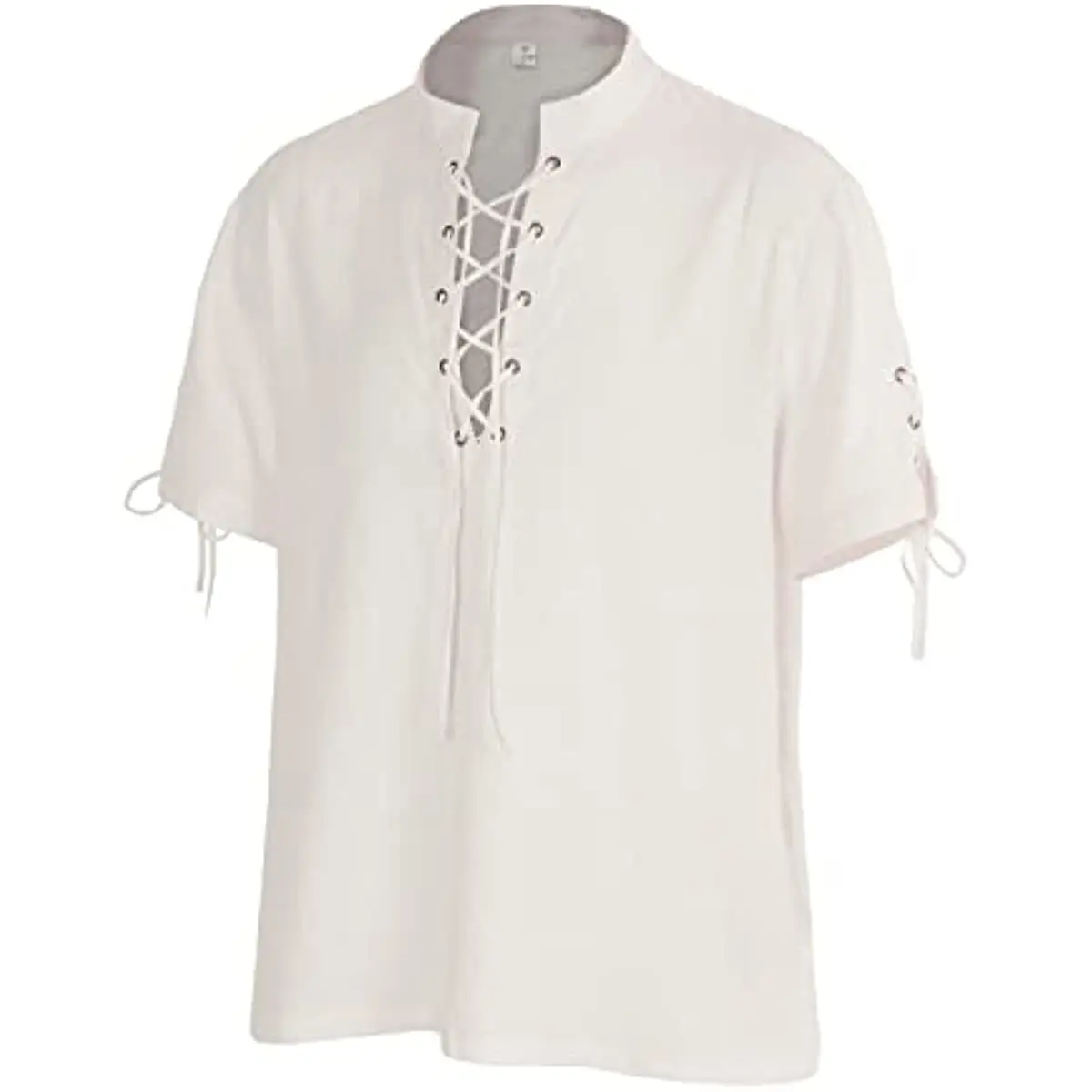 

Men's Linen lace up V-Neck Short Sleeve Pirate Vintage T-Shirt