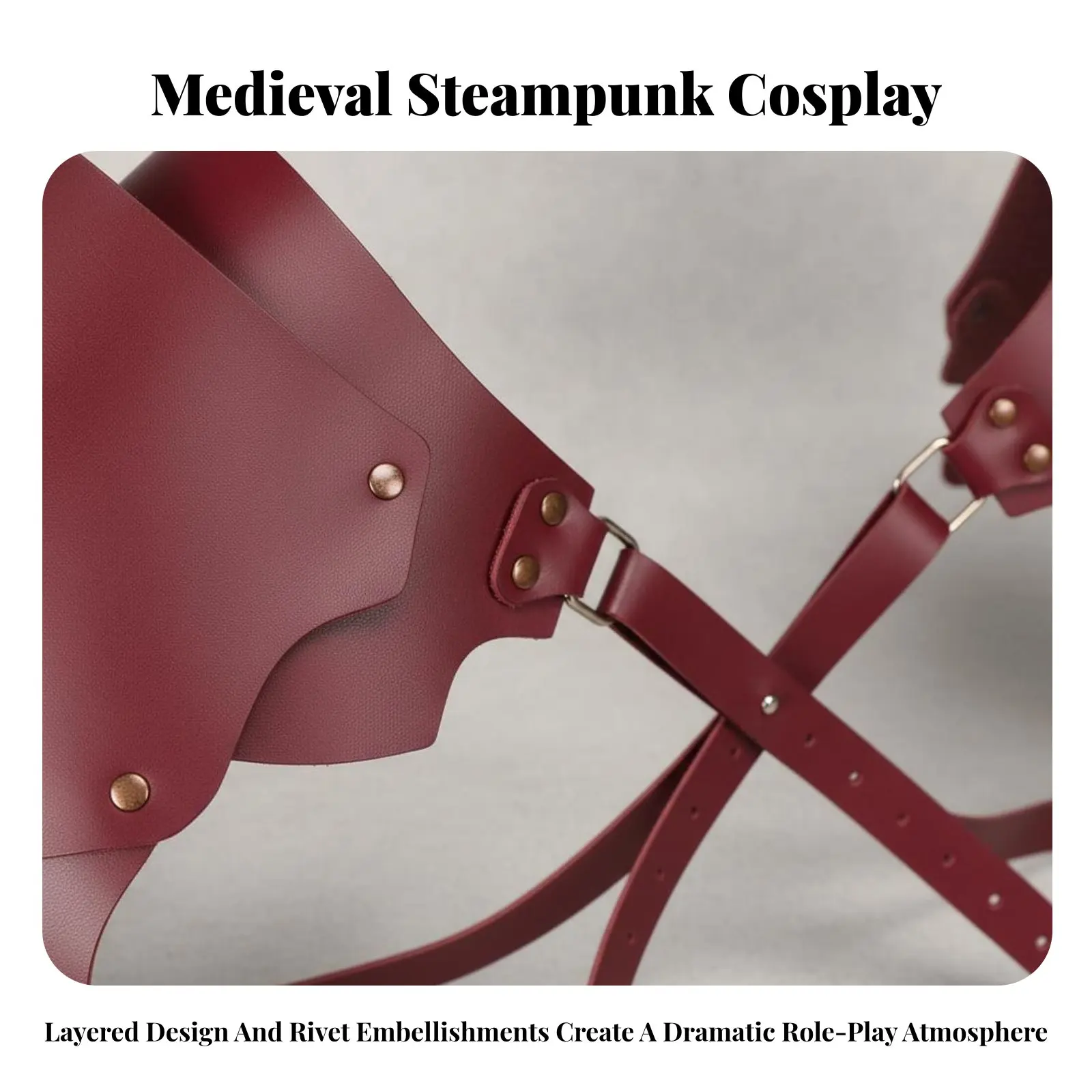 단일 폴드론 바바리안 스타일의 단일 폴드론 하네스, 스팀펑크 디자인과 리벳 장..