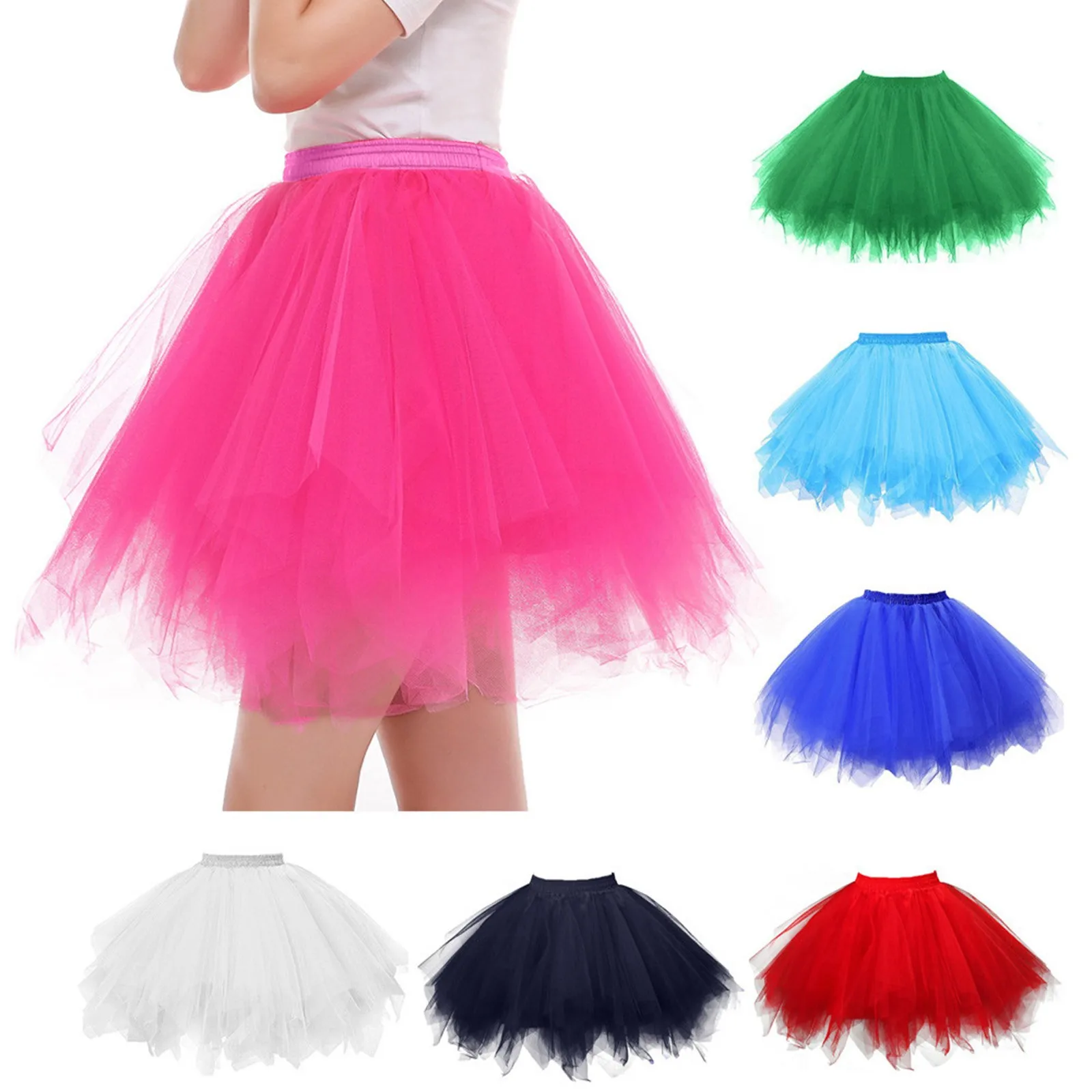 Womens Layered Tulle Ballet Dance Pettiskirt Fashion Adult Tutu Dancing Skirt Ladies Mini Puffy Skirt Pleated Gauze Short Skirt 2