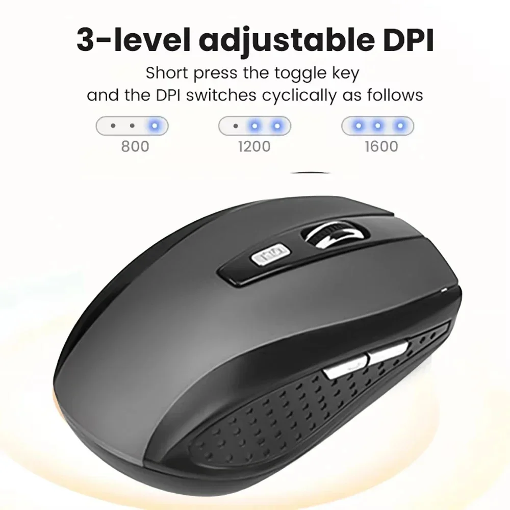Wireless Silent Mouse 2.4G Adjustable DPI Portable Ergonomic Optical Mouse for PC Laptop MacBook Notebook Home Office Computer