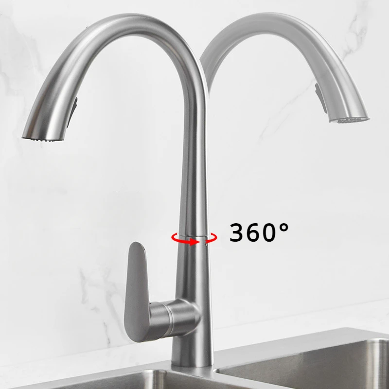 Kitchen sink gun gray hidden pull-out faucet