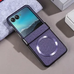 Luxury Retro Magnetic Braid Texture Shockproof Phone Case - Moto Razr Ultra 2026 (PURPLE)