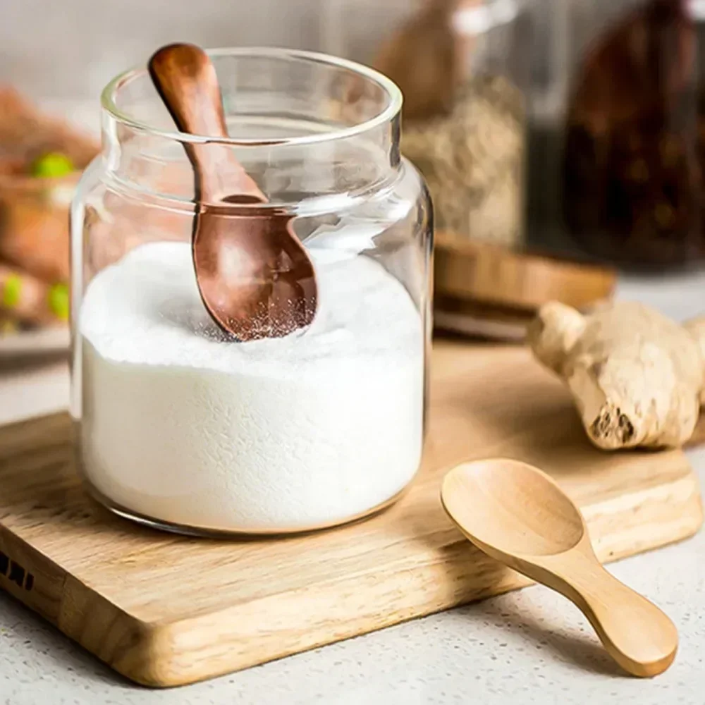 Mini Spoon Wooden Small Natural Seasoning Short Handle Tea Cooking Salt Powder Sugar Jar Scoop Baby for Home Kitchen Gadget