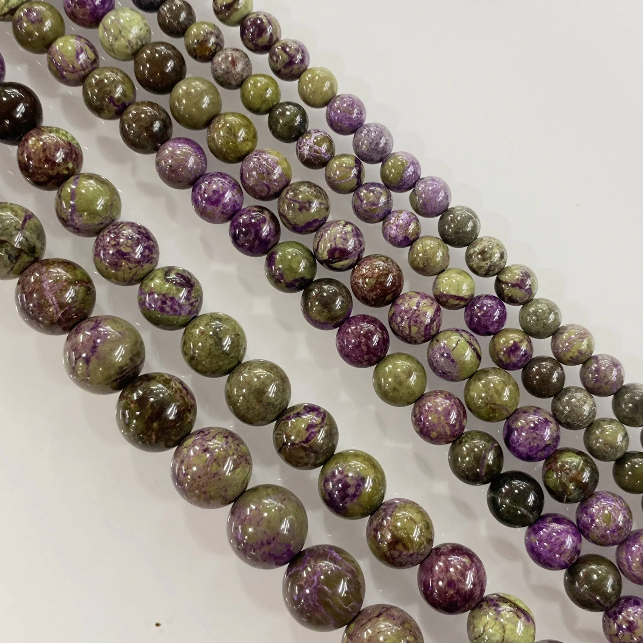 6-8-10-12mm Natural purple Stichtite Opal green Larimar stone