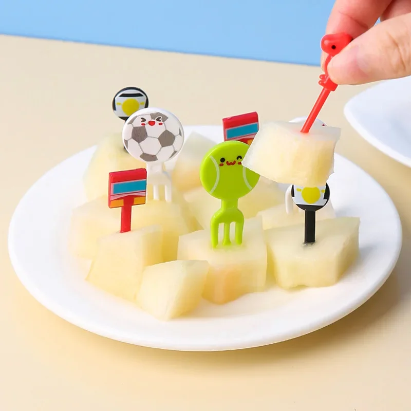 Fruit Fork 8pcs Football Fruit Fork Children's Fruit Fork Children's Lunch Box Accessories Cake Decoration Plug-in Bento Accessories
