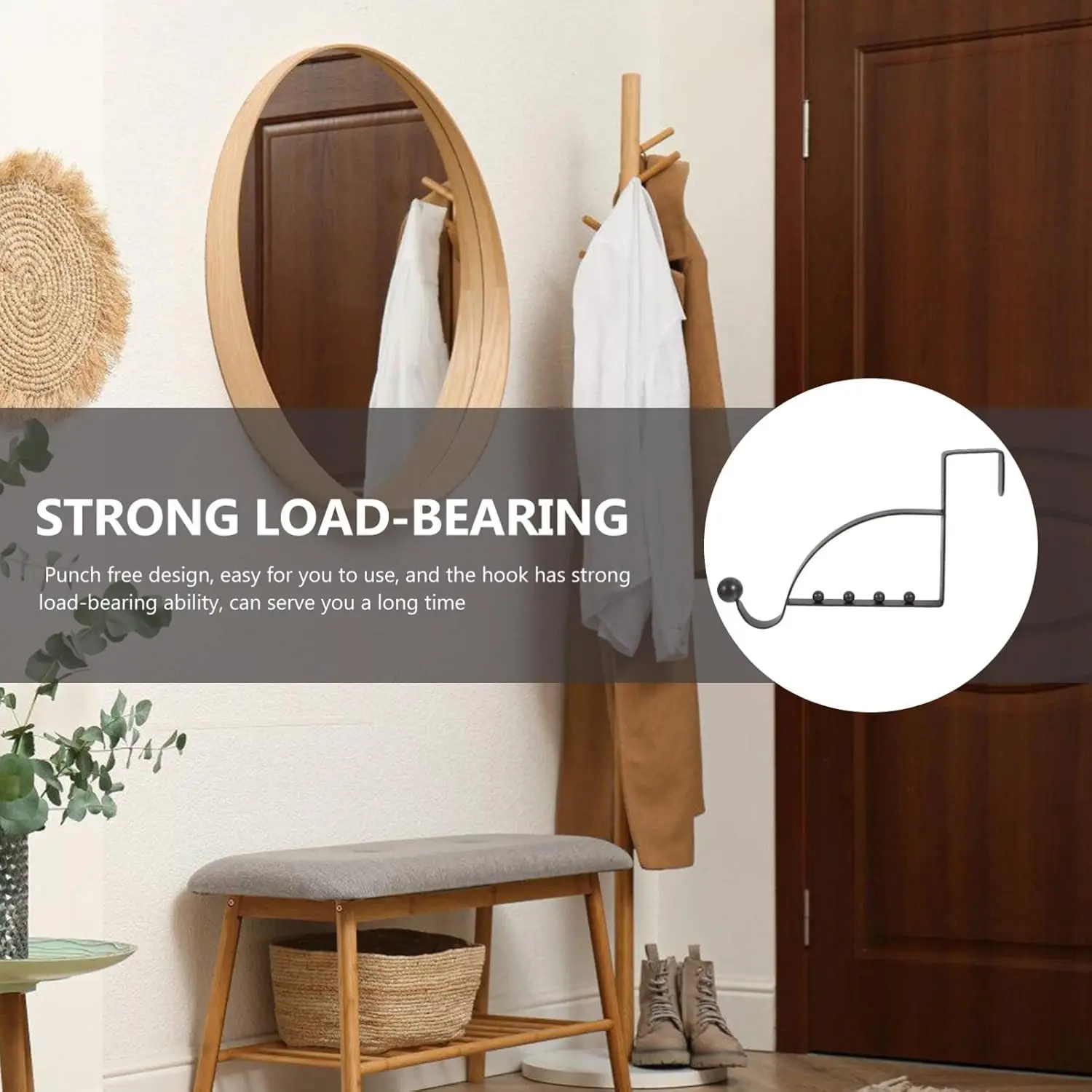 Adjustable Closet Door Hooks Hanger Metal Over The Door Clothes Drying Rack Multi Hanging Storage Hanger with Telescopic Pole 4
