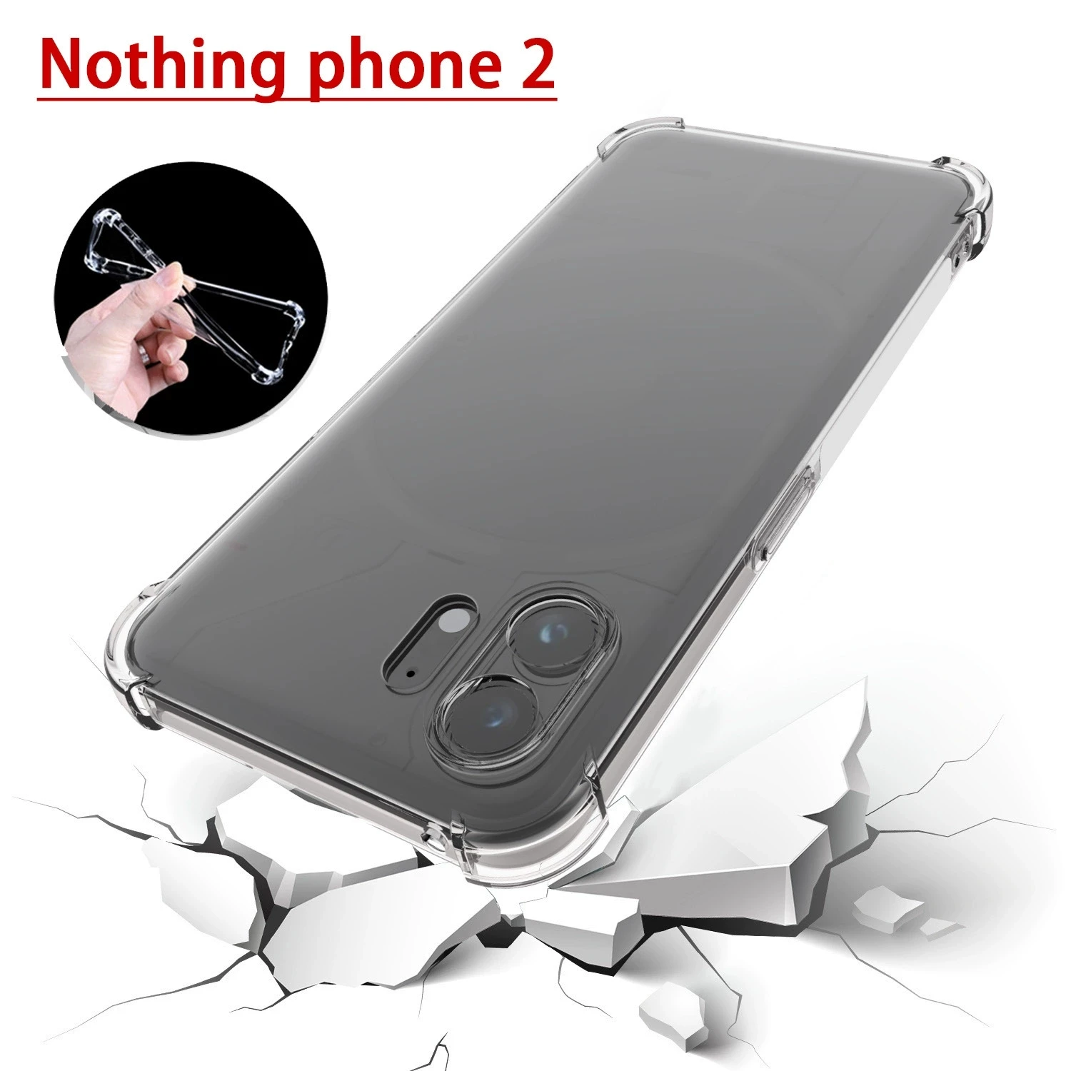 Funda stoßfeste, transparente Silikonhülle für Nothing 2, transparente Hülle für Nothing Phone 2 Cover – Detail 2