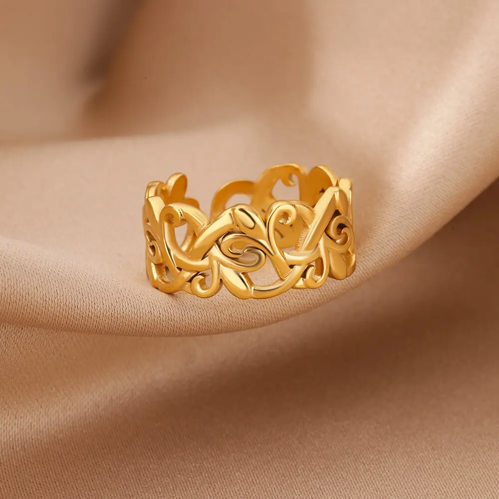 Stainless Steel Vine Open Rings Jewelry Gift Accessories