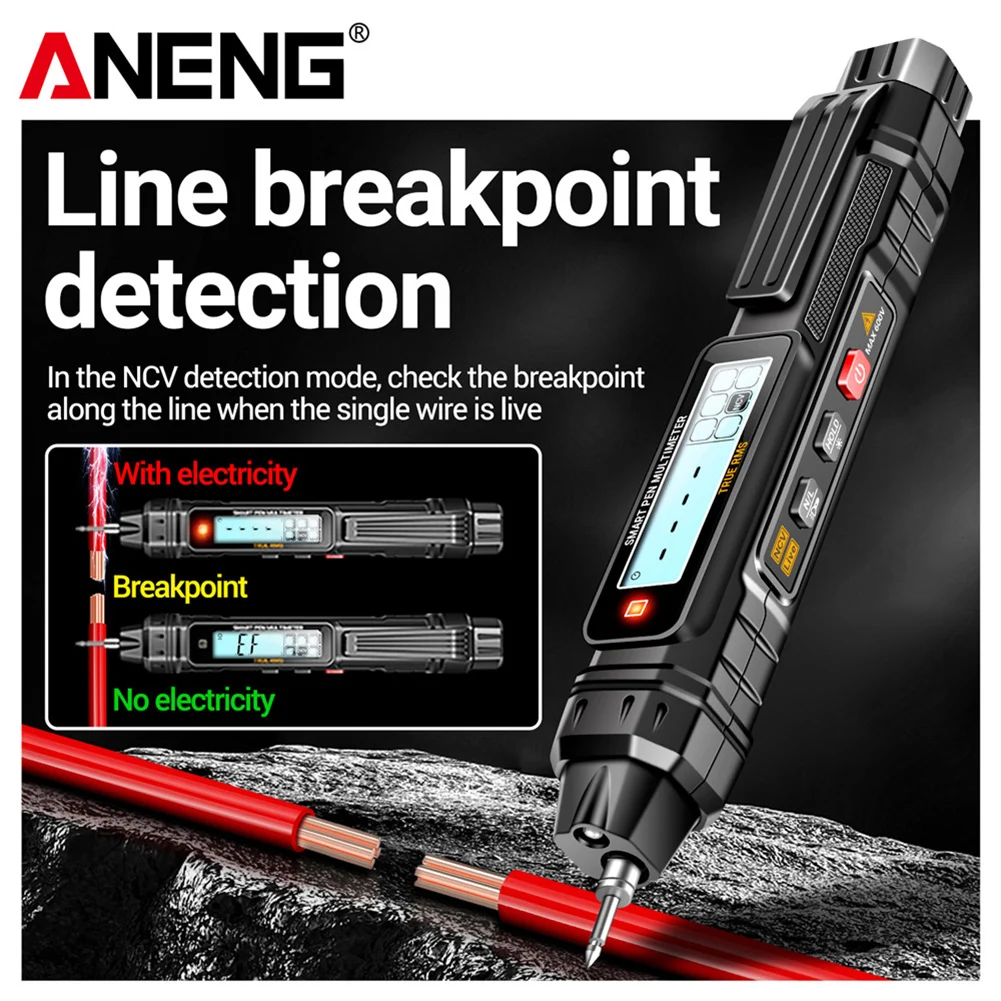 Intelligent Multimeter Pen Digital Multimeter Pen Flashlight Lighting 4000 Counts AC/DC Voltage OHM Diode Tester Electrical Tool