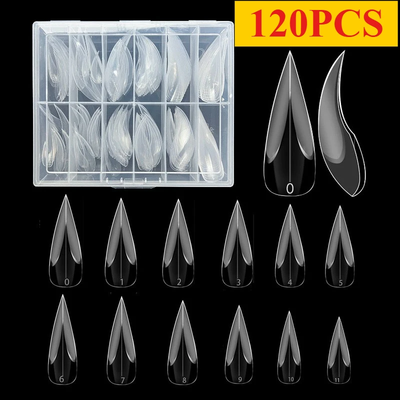 Fake Nail Forms Curved Stiletto 3D Eagle Claw Dual Forms for Poly Nail Gel Extension Hawk Sculptural Nails Full Cover 120pcs