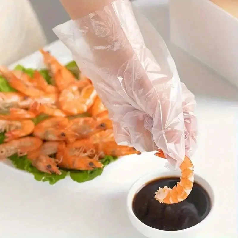 100/200/500PCS Disposable PE Gloves Plastic Gloves Terrace Pet Supplies Salon Catering Services Multi Purpose Household Tools 4