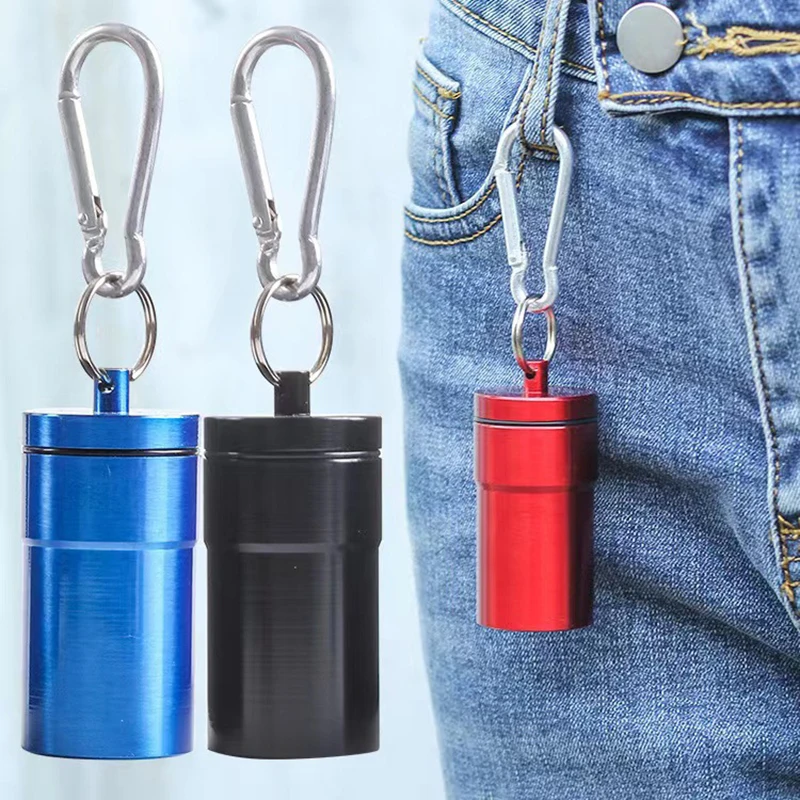 Portable Pocket Cigarettes Ashtray Aluminum Storage Tube Holder with Lid and Keychain Windproof 1Pcs