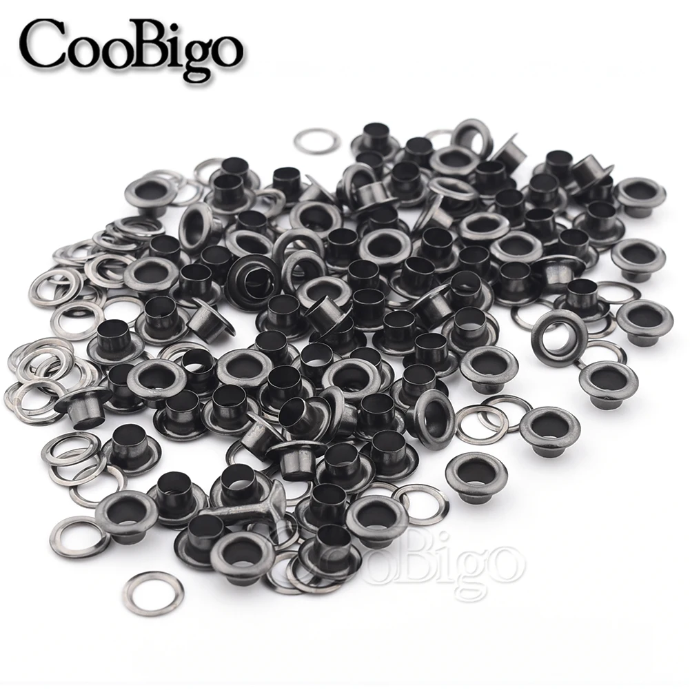Description Picture 5 of item100sets Metal Eyelets Grommets Ring Kit for Clothes Shoe Repair Bag Leather Craft Sewing Scrapbooking Accessory Black Colored
