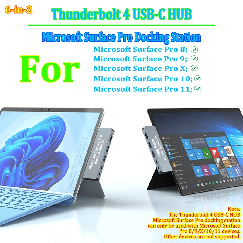 Adaptateur écran Surface Pro 9 Station D'accueil Surface Pro 9 Avec HDMI 4K, USB-C Hub Usb C Rj45