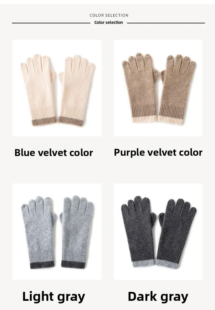 Winter Cashmere Gloves for Women Warm Touch Screen Gloves Cold Protection Full Finger Mittens Outdoor Cycling Thick Glove