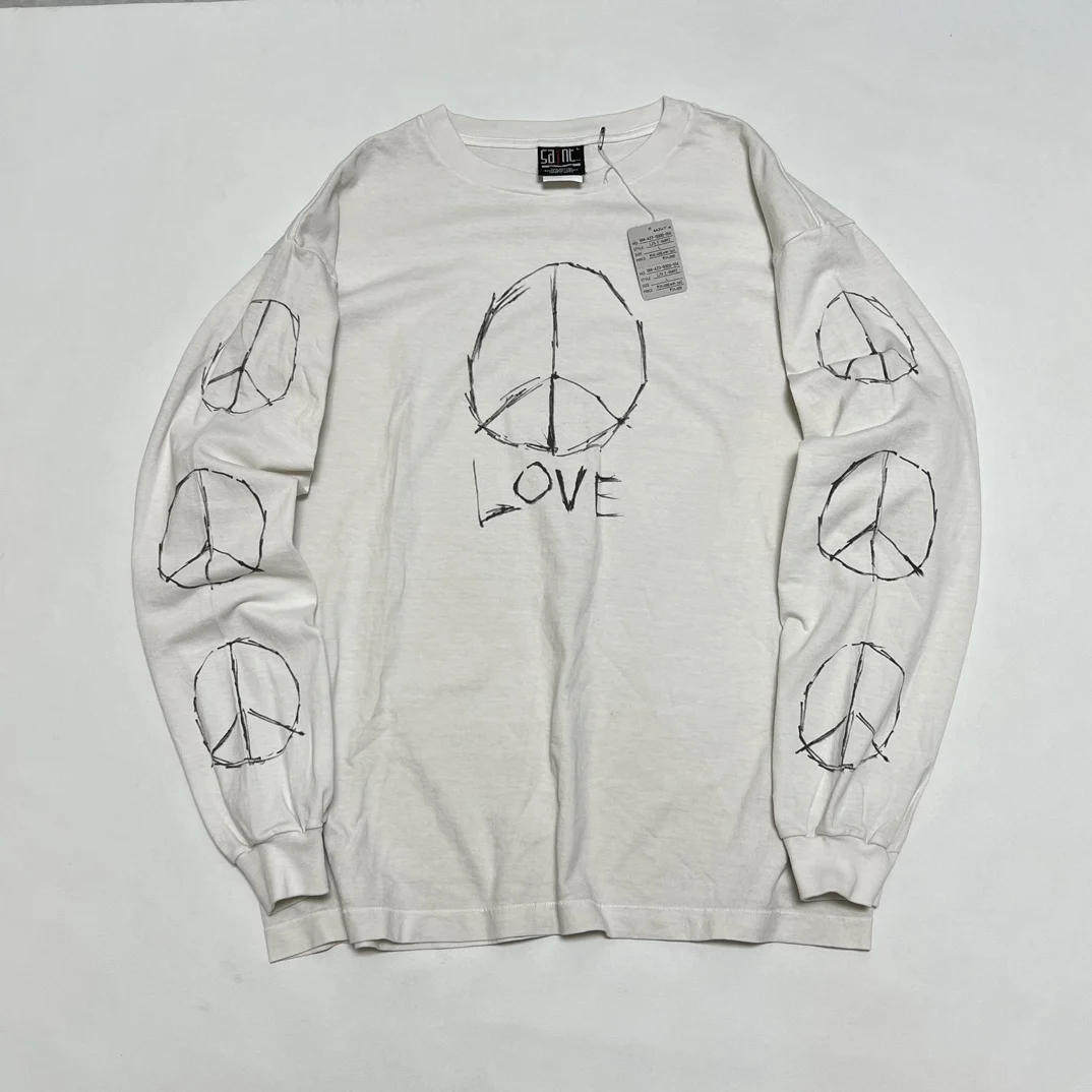 

23SS Saint Men's High Street Hip Hop Tee Vintage LOVE Short Sleeve
