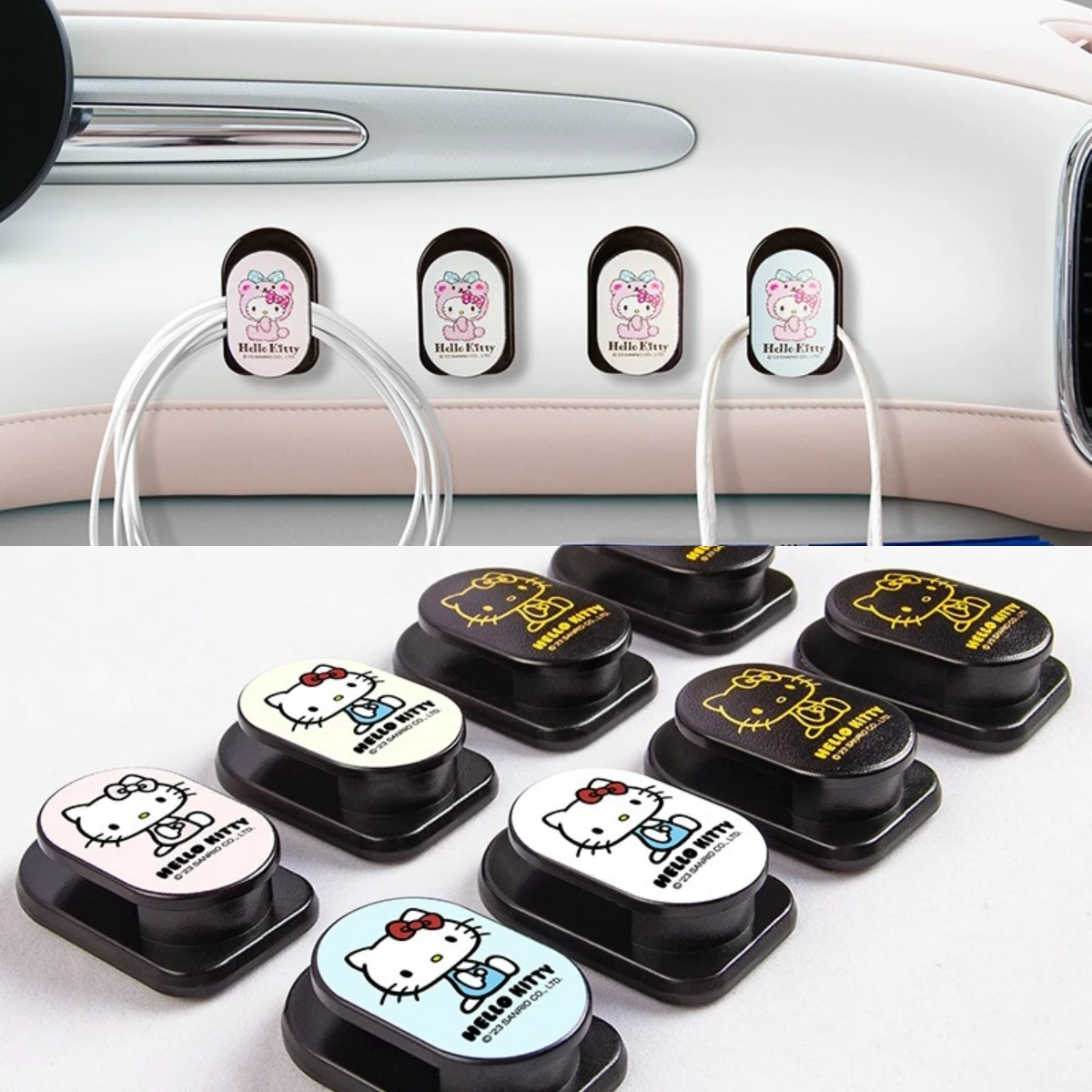 4Pcs Car Hook Cute Sanrio Hello Kitty Kuromi Car Mounted Multifunctional Mini Hook Cartoon Car Accessories Seat Back Hook