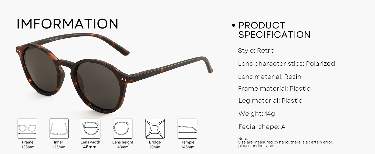 ZENOTTIC Retro kleine runde/quadratische polarisierte Sonnenbrille Vintage leichter Rahmen für Männer Frauen Fashion Shade – Detail 13