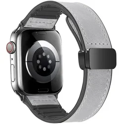 Premium Leather Watch Band Bracelet - Elegant and Stylish Strap for 38 40 41MM (Gray)