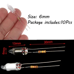 10Pcs Neon Light Bulbs 6*13mm Mini Neon Light Indicator With Resistor 220V Red/Blue/Green
