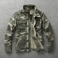 Men Jacket Denim Retro Cargo Hooded Jacketes Outdoor Multi Pockets Camo Tops Field Casual Fashion Hiking Coats Uniform 1