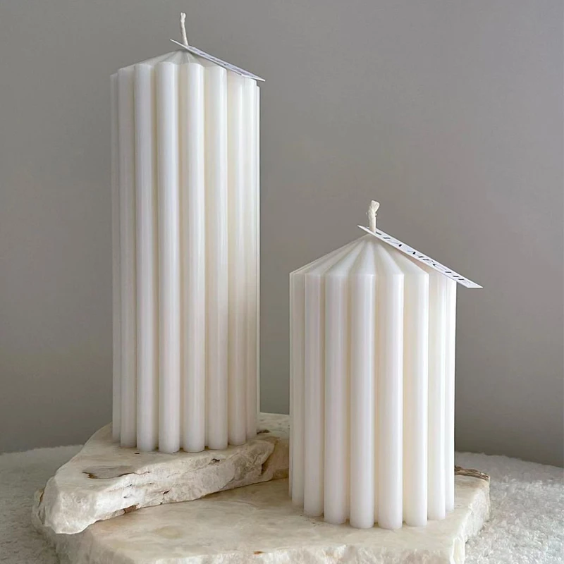 Tanio DIY nowy cylindryczny wysoki Twirl świeca pieńkowa formy żebrowane sklep