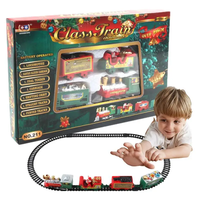 

Electric Train Sets For Kids Christmas Railway Kits With Train Tracks DIY Assembling Educational Toys Fun Rail Car Building Toys