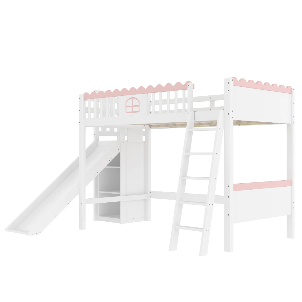 90x200cm modernes Etagenbett, Einzelbett (ohne Matratze), mit LED-Leuchten, mit Kleiderschrank, mit Ablagefach, Kiefernholz, für Schlafzimmer – Detail 37