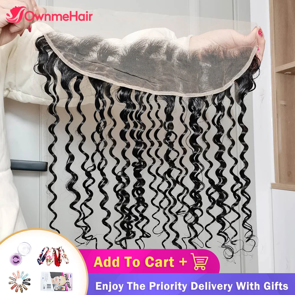 4x4 5x5 13x4 Deep Wave Lace Frontal Closure Brazilian Hair Invisible Transparent Swiss 100% Human Remy | Шиньоны и парики